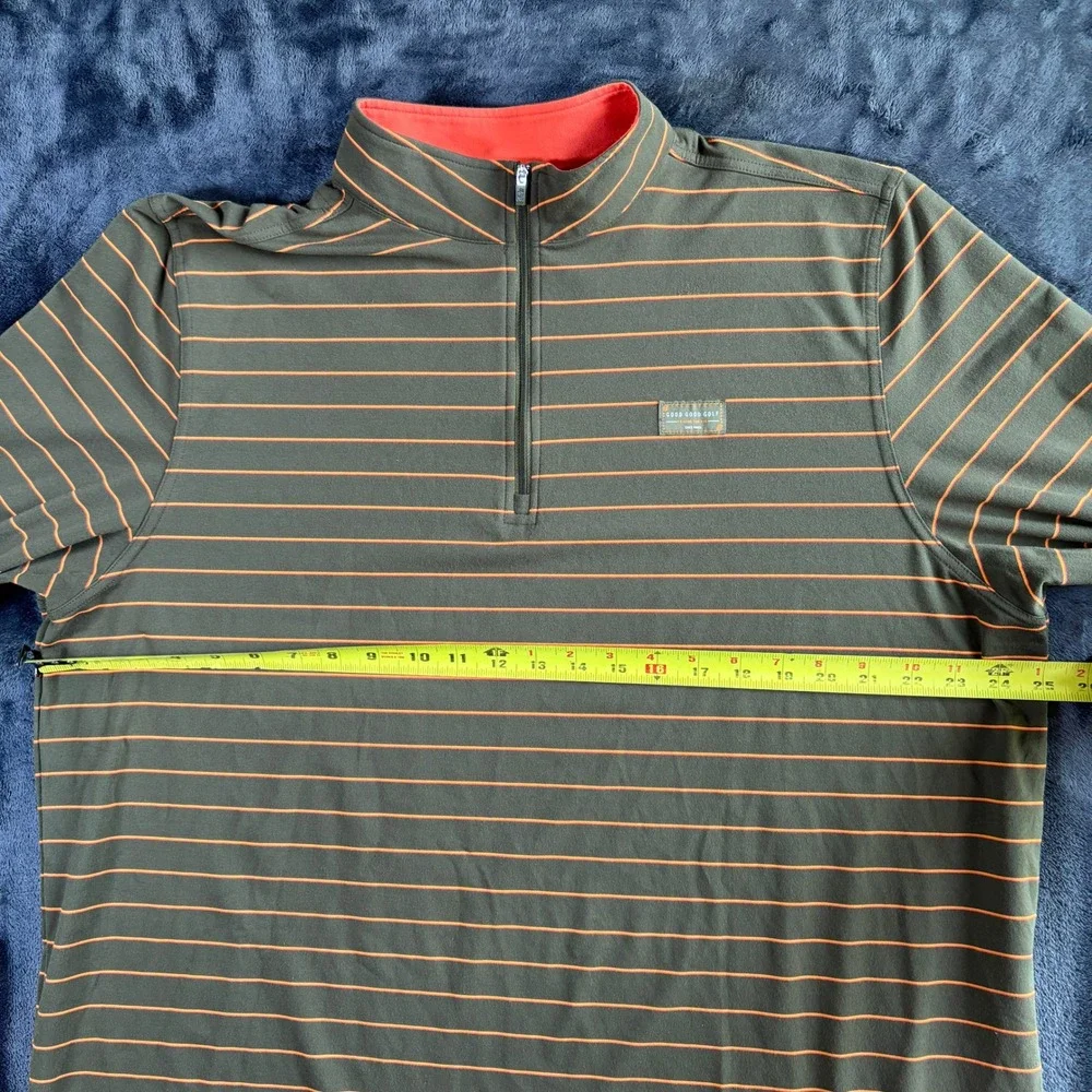 $100 Good Good Golf Mens 1/4‎ Zip Pullover Golfcore 2XL Green Orange